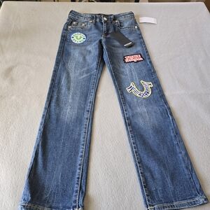 True Religion Women's Blue Patchwork Straight-Leg Jeans